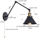 Axyaa Vintage Iron LED Wall Lamp with Pull Chain Switch