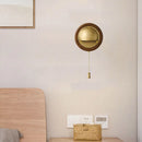 Axyaa Wooden Wall Lamp with Switch, Elegant E27 Bulb in Gold, Silver, or Brass