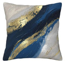 Blue & Gold Marbled Pillow Covers - Axyaa Abstract Pattern Cushion Cover for Sofa, Bedroom & Car
