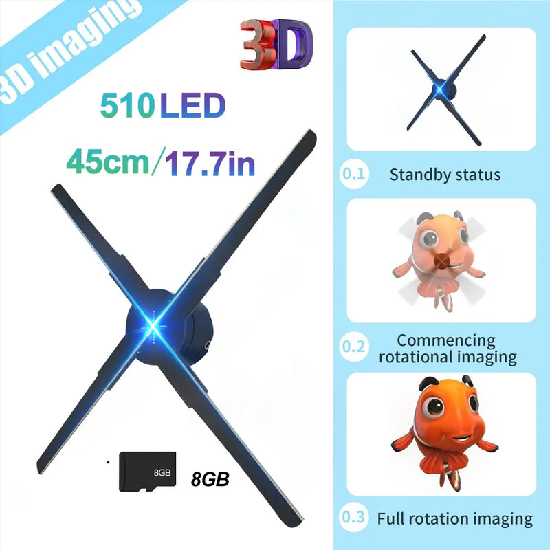 Axyaa 3D Holographic Fan Display Projector - 42cm Suspended Advertising Machine