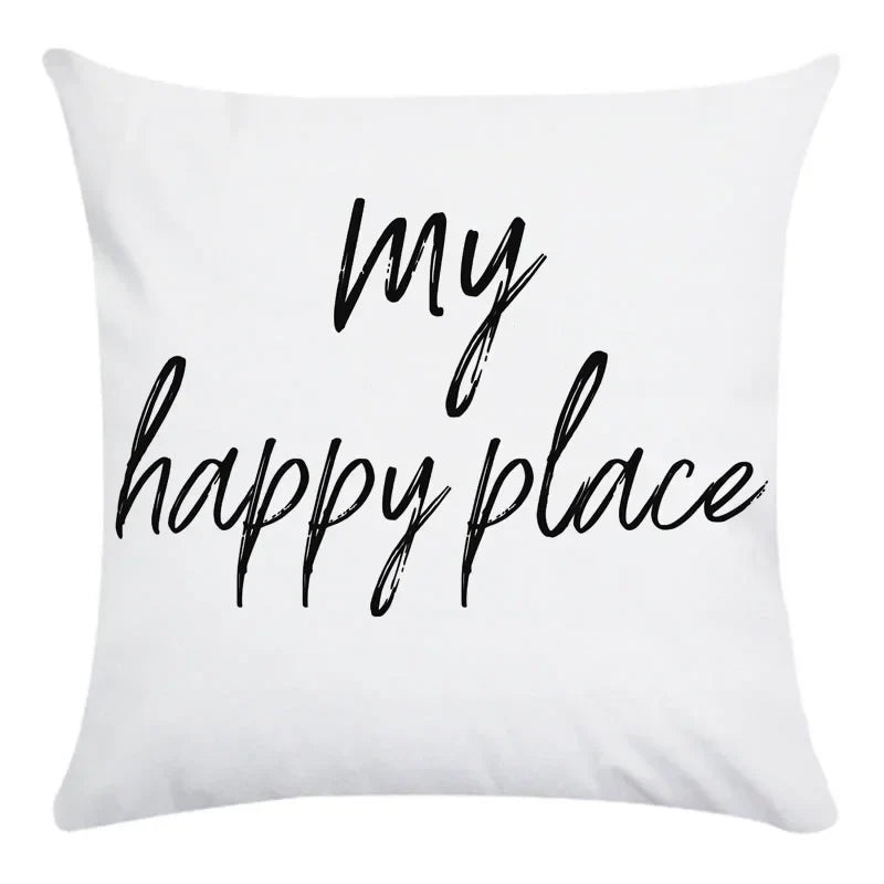 Axyaa Beauty Life Place Love Polyester Cushion Cover Decorative Pillow Case