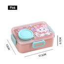 Axyaa Cartoon Lunch Box Set: 680ML, Leak-Proof, Food Grade Plastic, Microwave Safe