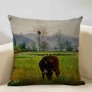 Axyaa Ocean Landscape Flower Sofa Cushion Cover Linen Pillowcase Home Decor