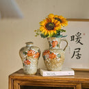 Axyaa Hand-Painted Persimmon Hydroponic Flower Vase for Entrance, Living Room, TV Cabinet