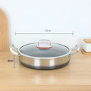Axyaa Double Ear Stainless Steel Stew Pot with Lid, Non-Stick Pancake Baking Tray