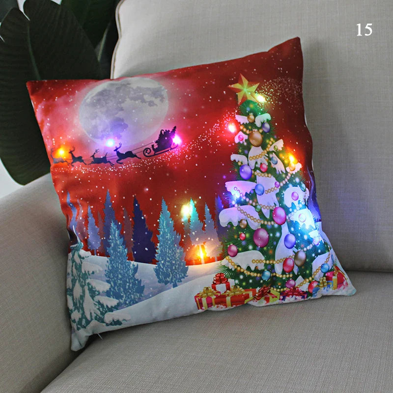 Axyaa LED Santa Claus Cushion Cover: Festive Light-Up Pillowcase for Home Decor