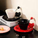 Axyaa Heart Design Ceramic Coffee Cup Set with Saucer & Spoon