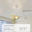 Axyaa Nordic Beige Pleated Fabric LED Pendant Light - Elegant Dining Room Hanging Lamp