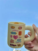 Axya Chubby Mug Set, Ceramic Coffee Cups, Retro American Design