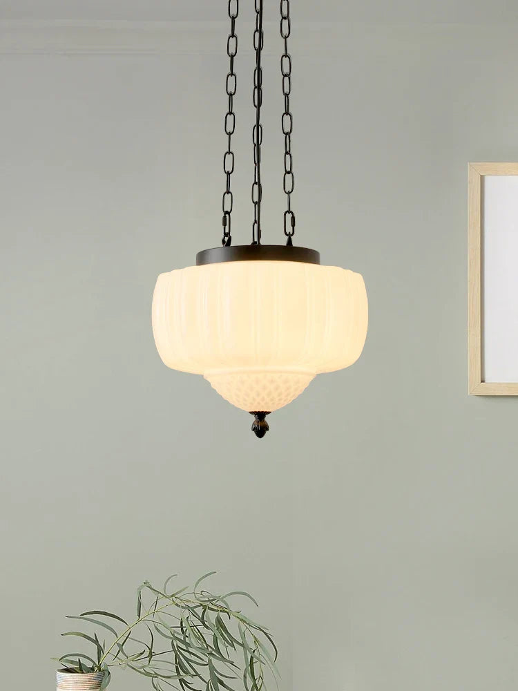 Axyaa Milk White Glass Pendant Lamp: Modern Style for Bedroom, Living Room & Restaurant