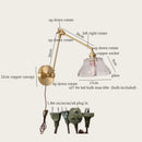 Axyaa Vintage LED Wall Lamp Swing Long Arm Loft Glass Copper Light for Bedroom
