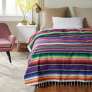 Axyaa Boho Beach Blanket: Hand-Striped Mat with Tassels