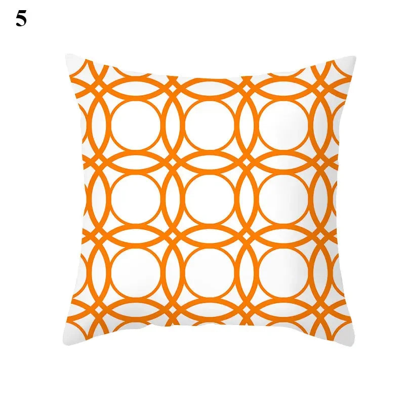 Orange Geometric Leaf Lines Pillowcase by Axyaa - Home Decor and Cozy Throw Pillows