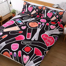 Axyaa Makeup Print Duvet Cover Set - All-Season Breathable Polyester Bedding