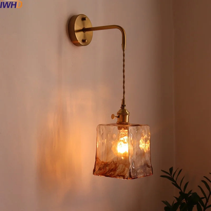 Axyaa Nordic Amber Glass LED Wall Lamp for Living Room and Bathroom