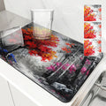 Axyaa Autumn Scenery Drain Pad: Absorbent & Anti-slip Dry Mat for Dishes & Cups
