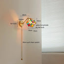 Axyaa Colorful Glass LED Wall Sconce, Pull Chain Switch, Adjustable Copper Arm