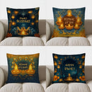 Axyaa Diwali Blessings Elephants Lanterns Pillow Cover