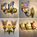 Axyaa Tiffany Stained Glass Butterfly Wall Lamp Sconce with LED Fixture