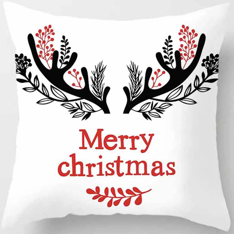 Christmas Elk Print Pillowcase 45x45cm for Sofa, Car, Bedroom & Living Room Decor