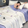 Axyaa Washed Ice Silk Summer Quilt Set - 4 Piece Cool Air Conditioner Bedding