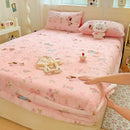 Axyaa Polka Dot Printed Milk Fleece Fitted Sheet - Thermal Mattress Cover