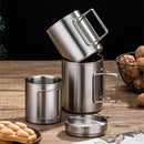 Axyaa Stainless Steel Portable Beer Mug with Lid & Foldable Handle