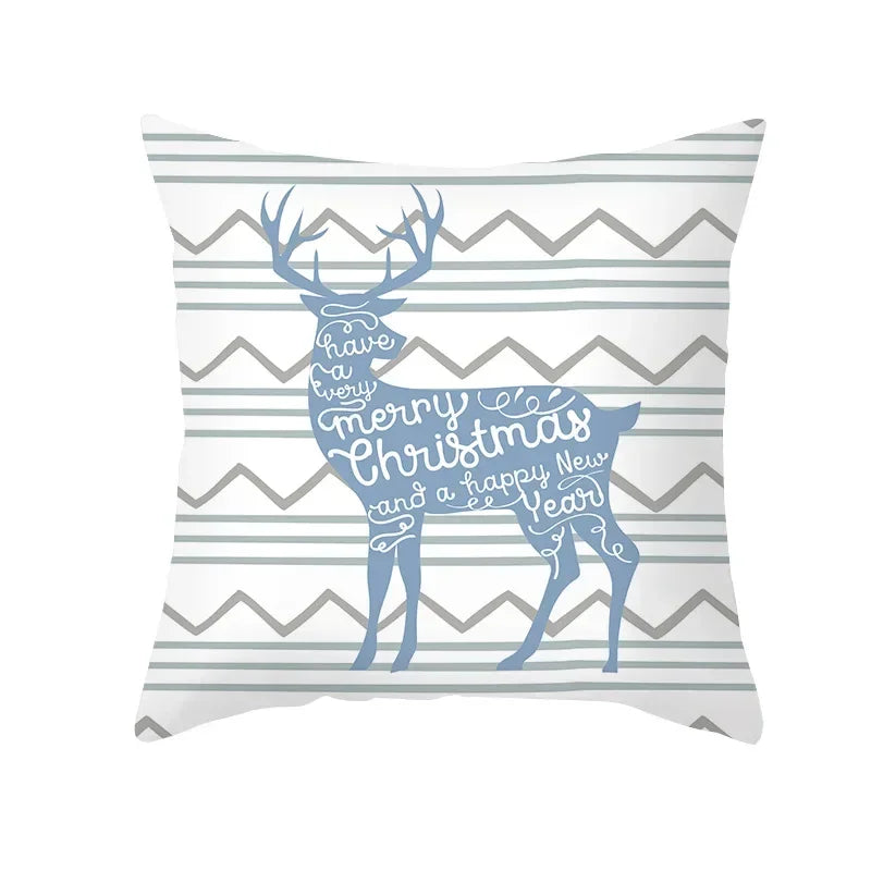 Axyaa Reindeer Print Cushion Cover: Nordic Modern Geometric Design for Home Sofa.