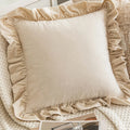 Axyaa Nordic Beige Woven Plush Pillow Cover for Living Room Sofa - 45x45