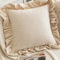 Axyaa Nordic Beige Plush Pillow Cover - 45x45, Decorative Woven Cushion for Living Room