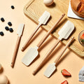 Silicone Spatula Set with Wooden Handle for Baking and Mixing by Axyaa