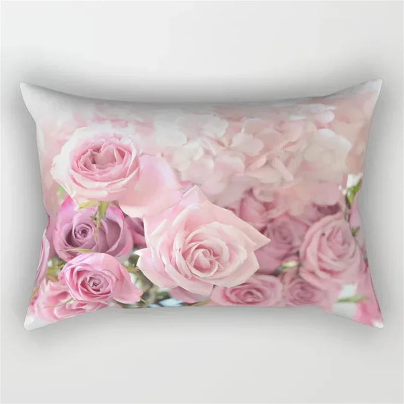 Pink Flower Polyester Pillowcase - Romantic Girl Room Aesthetic Decor