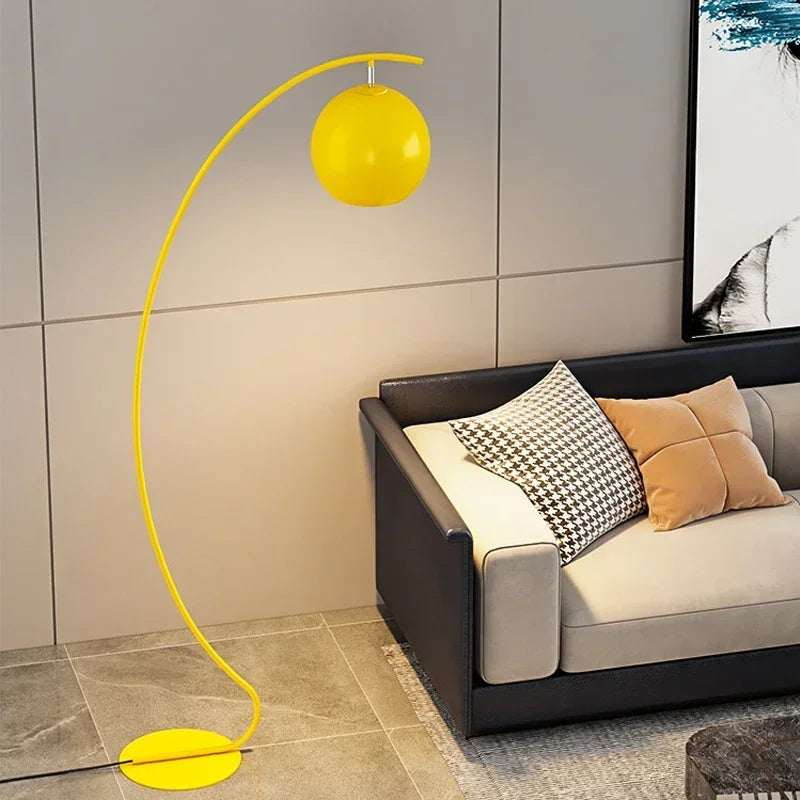 Axyaa Nordic Retro Yellow LED Floor Lamp for Modern Living Room and Bedroom