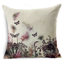 Axyaa Linen Butterfly Cushion Cover 45x45cm - Decorative Pillow Case for Sofa & Bed