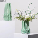 Axyaa Wrinkled Ceramic Vase with Artificial Flowers for Stylish Room Decor