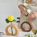 Axyaa Wood Decoration Hydroponic Mini Glass Vase for Living Room Flower Arrangement