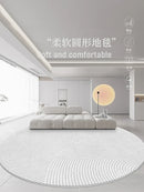 Axyaa Modern Art Minimalist Round Rug for Living Room Decor and Bedroom Carpet