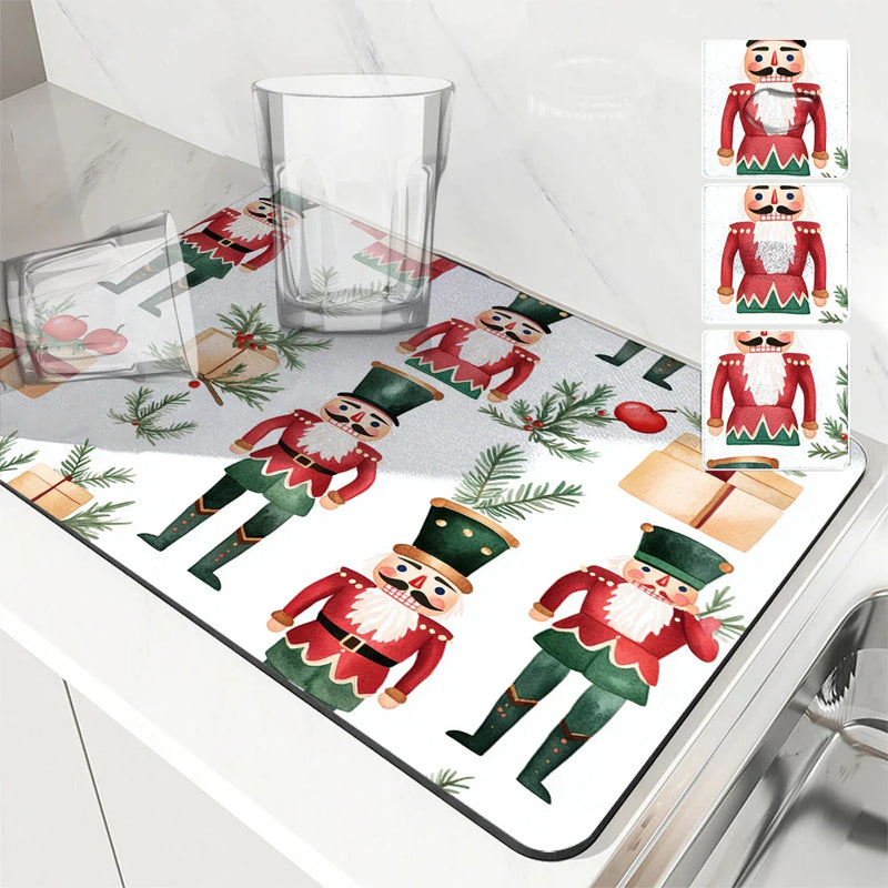 Axyaa Christmas Nutcracker Absorbent Kitchen Mat