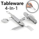 Axyaa 4-in-1 Stainless Steel Pocket Utensil Set for Outdoor Camping