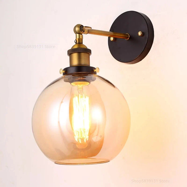 Axya Industrial Loft Style Wall Sconce Glass Iron Art Light Fixtures