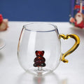 Axyaa 3D Christmas Glass Mug Cup with Heart Handle, 10oz, Water Coffee, Creative Gift