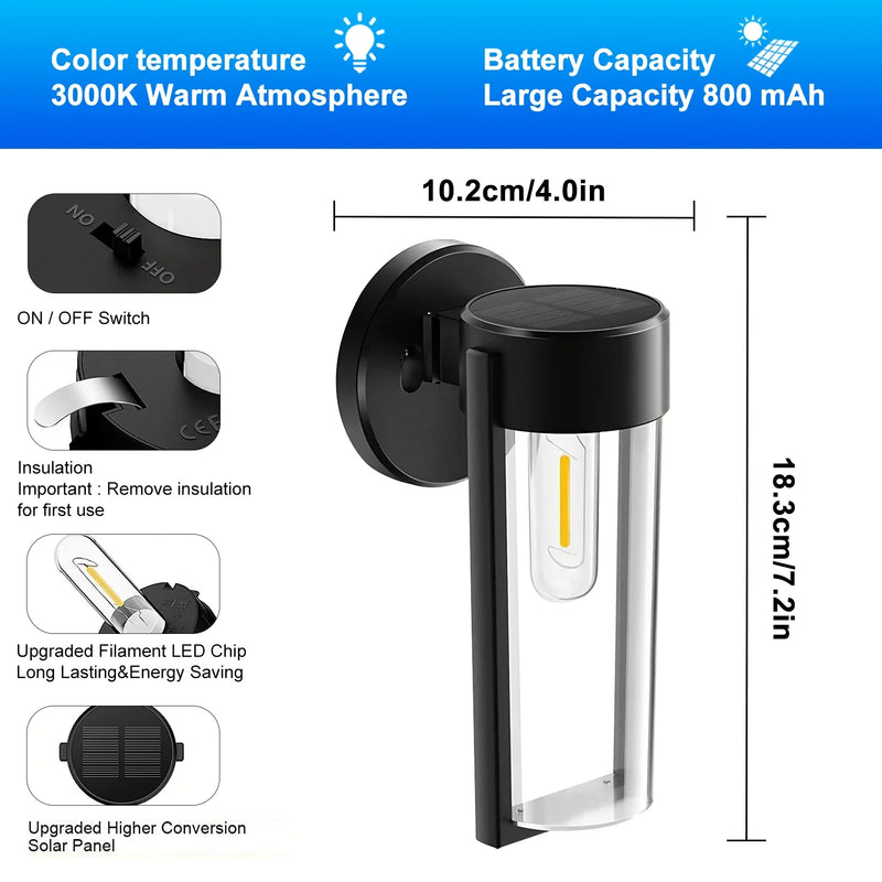 Axyaa Solar LED Fence Garden Lights Waterproof Patio Deck Decor