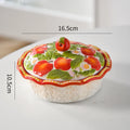 Axyaa Ceramic High-Footed Breakfast Bowl with Lid & Snack Plate