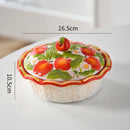 Axyaa Ceramic High-Footed Breakfast Bowl with Lid & Snack Plate
