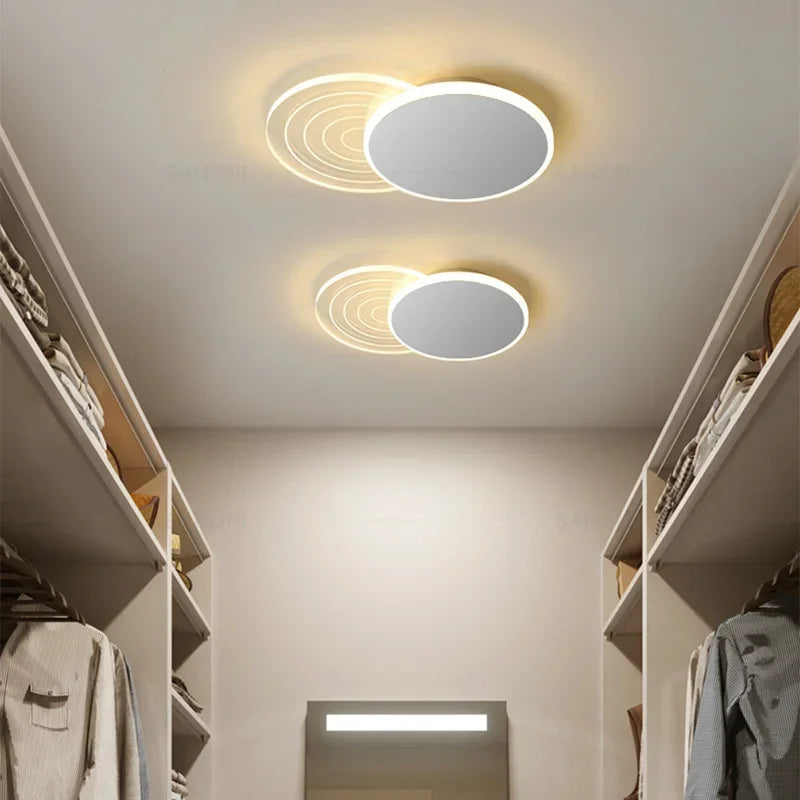 Axya LED Aisle Ceiling Light: Modern Golden White Chandelier for Corridor, Balcony, Kitchen & Bathroom