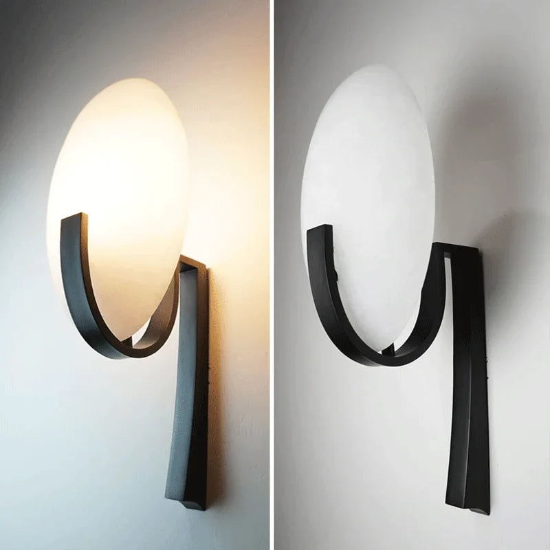 Axyaa Copper Marble Wall Sconce: Nordic Luxury, Postmodern Stone Lamp for Living Room