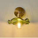 Axyaa Vintage Lotus Leaf Glass Wall Sconce with Adjustable Brass Socket