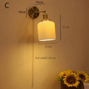 Axyaa Ceramic Wall Sconce with Pull Switch, Brass Wall Light for Modern Minimalist Bedroom