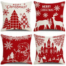 Axyaa Christmas Red & White Pattern Cushion Cover for Sofa, Bedroom, Car
