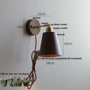 Axyaa Copper Lampshade LED Wall Sconce Walnut Wood Mirror Light